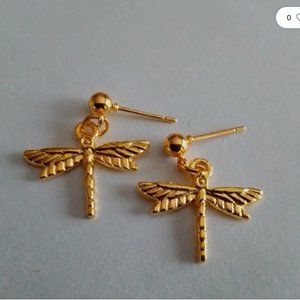 BEAUTIFUL GOLDEN DRAGONFLY EARRINGS